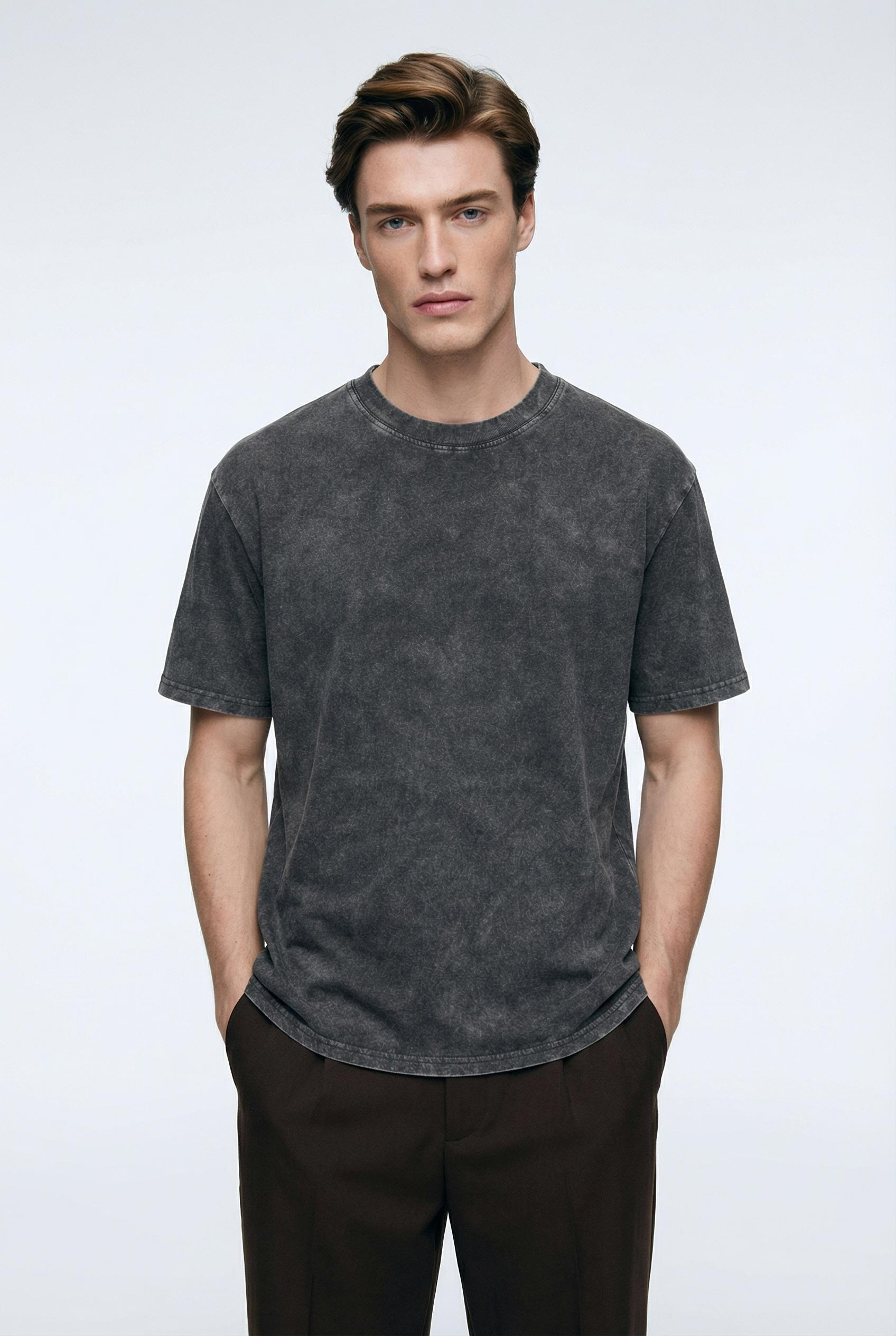 Vintage Wash Cotton Tee – Gray