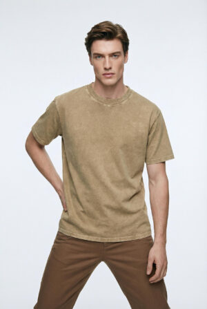 Vintage Wash Cotton Tee –Beige