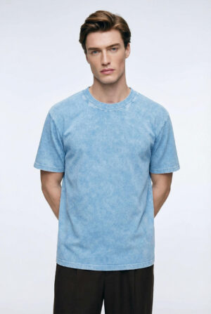Vintage Wash Cotton Tee – Sky Blue