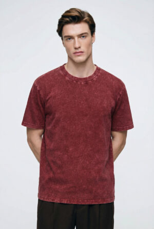 Vintage Wash Cotton Tee – Maroon