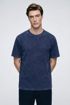 Vintage Wash Cotton Tee – Dark Blue