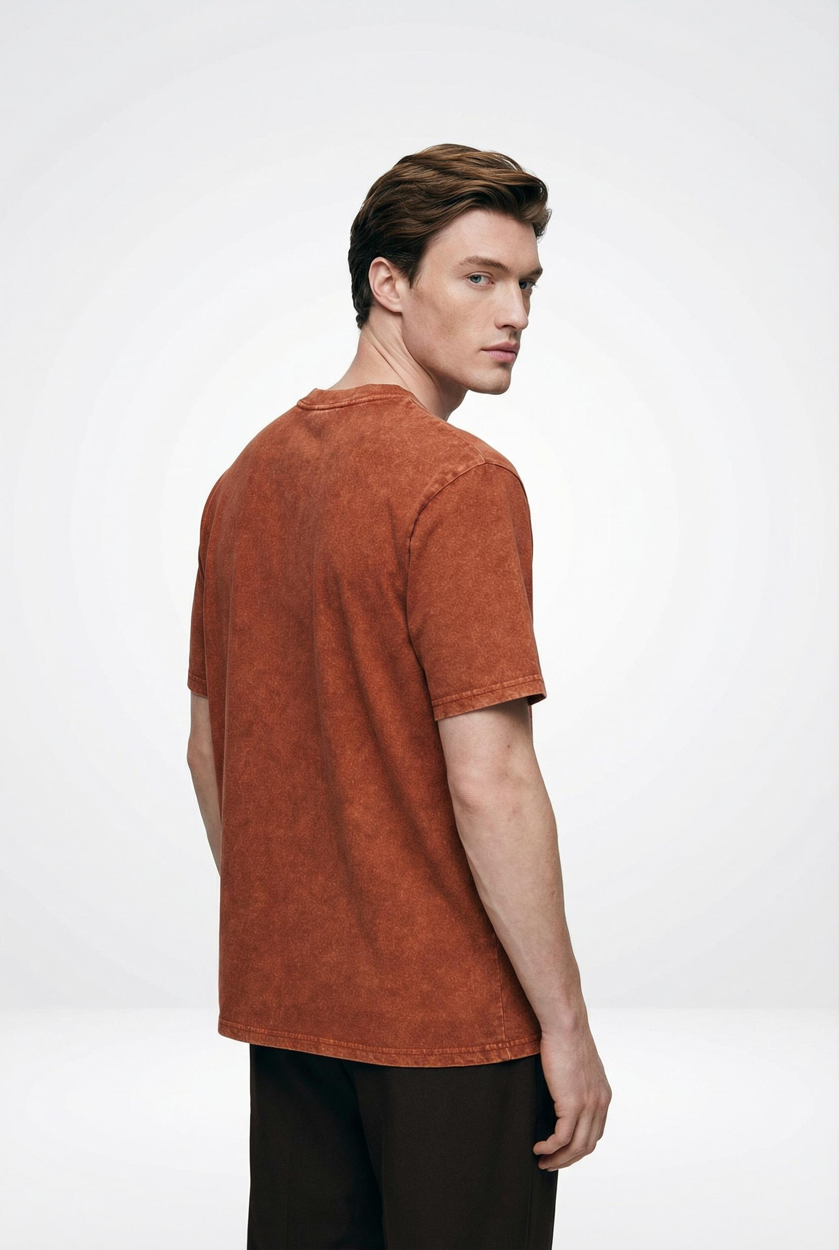 Vintage Wash Cotton Tee – Rust - Image 2