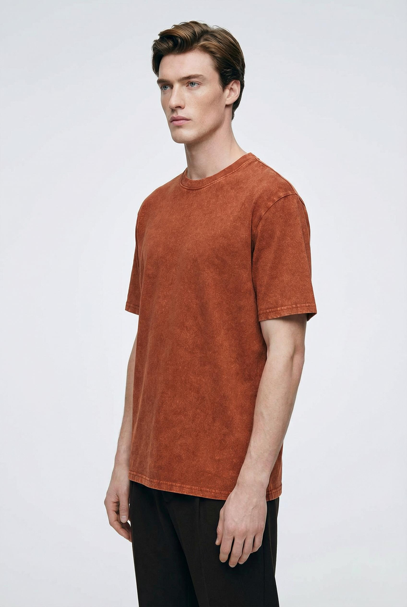Vintage Wash Cotton Tee – Rust